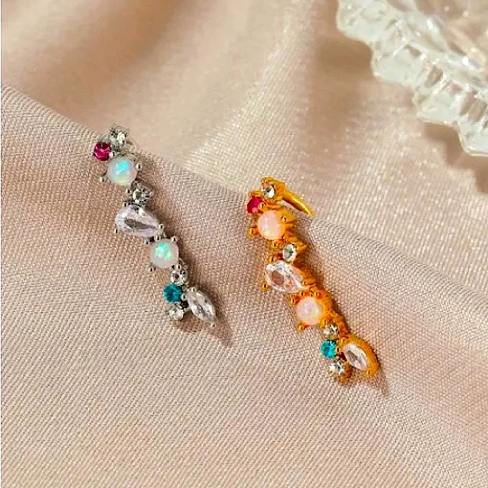 Gold Pearl Cubic Zircon Elegant Ear Cuff Earring